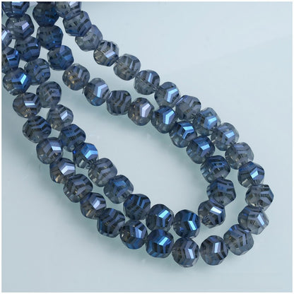 Faceted Glass Beads 10mm Matte Frosted Wavy Line Pattern 70pcs 7