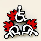 Silicone Focal Beads Fire Chair White Wheelchair Icon with Red Flames 20pcs