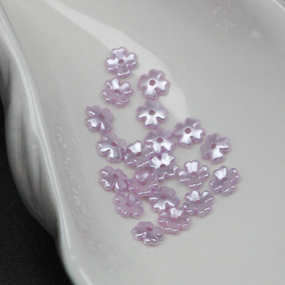 Pearl Four Petal Flower Acrylic Beads 7mm Colored Imitation 100pcs 2