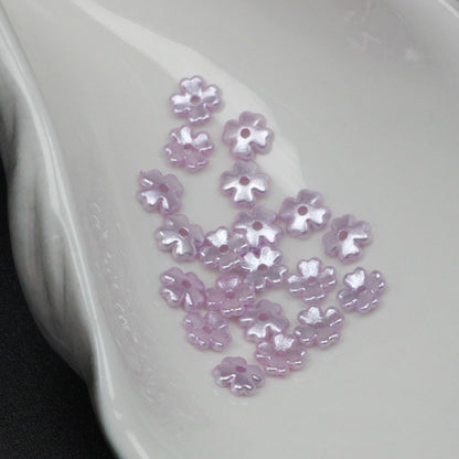 Pearl Four Petal Flower Acrylic Beads 7mm Colored Imitation 100pcs 2
