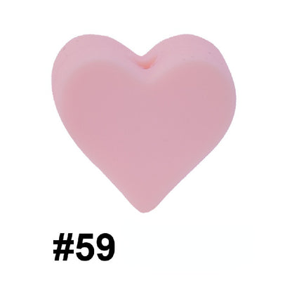Colorful Pastel Mix Heart 14mm Silicone Beads Solid Color Matte Finish 50pcs 30