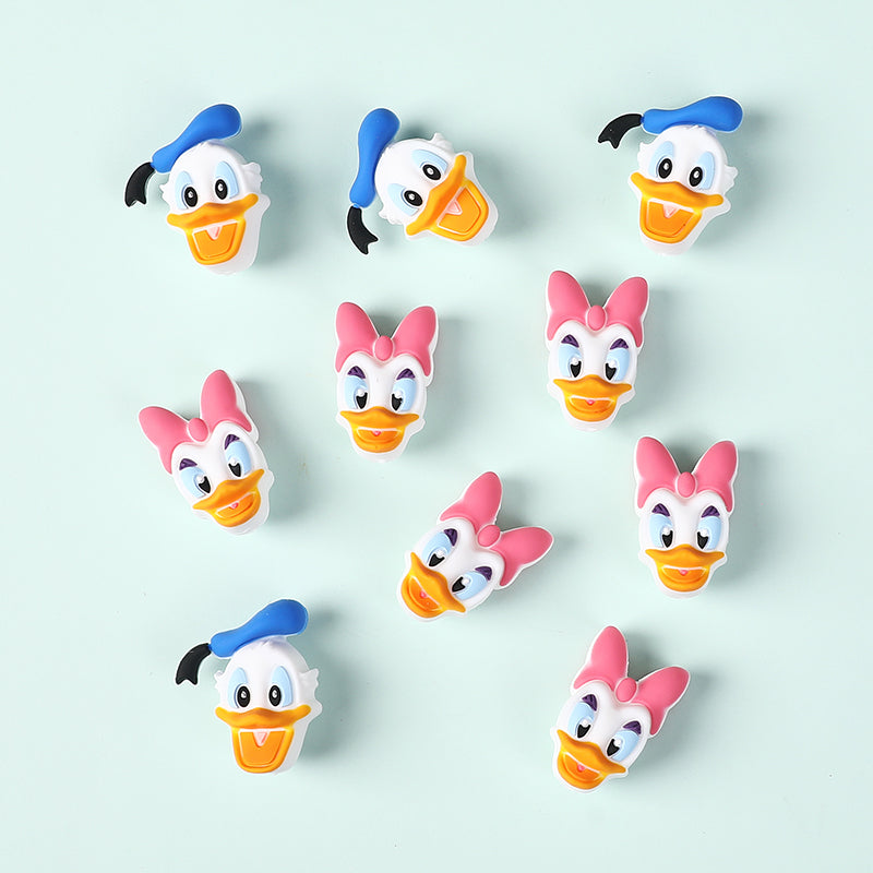 Silicone 3D Focal Beads Disney Donald Duck Daisy Side Profile 20pcs 4