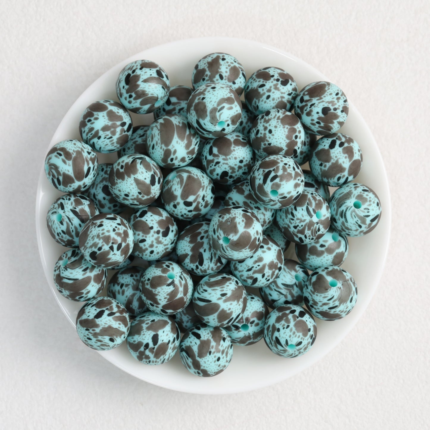 15mm Quail Egg Pattern Priented Silicone Round Beads 50pcs 3