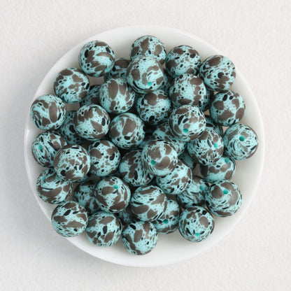 15mm Quail Egg Pattern Priented Silicone Round Beads 50pcs 3