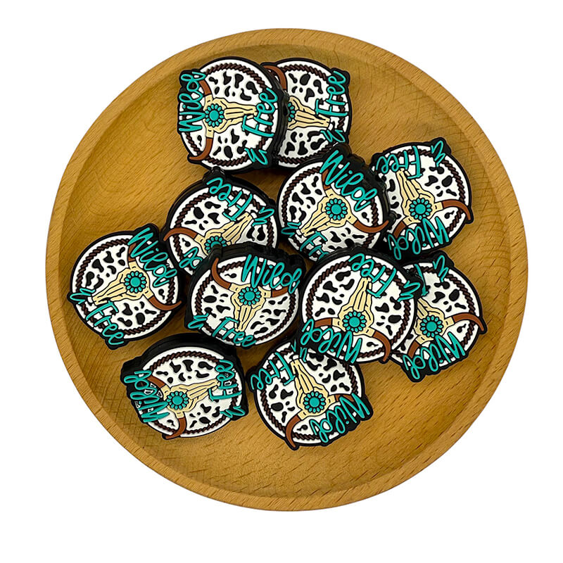 Silicone Focal Beads Cow Head Bull Skull Floral Accents 20pcs 2