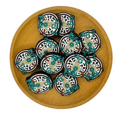 Silicone Focal Beads Cow Head Bull Skull Floral Accents 20pcs 2