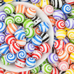 Colorful 15mm Swirl Pattern Priented Round Silicone Beads 50pcs