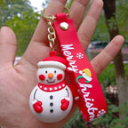 Silicone Christmas Keychain Cartoon Santa Snowman Tree Deer Charm 4