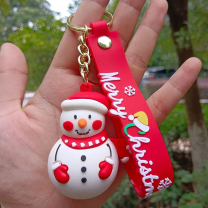 Silicone Christmas Keychain Cartoon Santa Snowman Tree Deer Charm 4