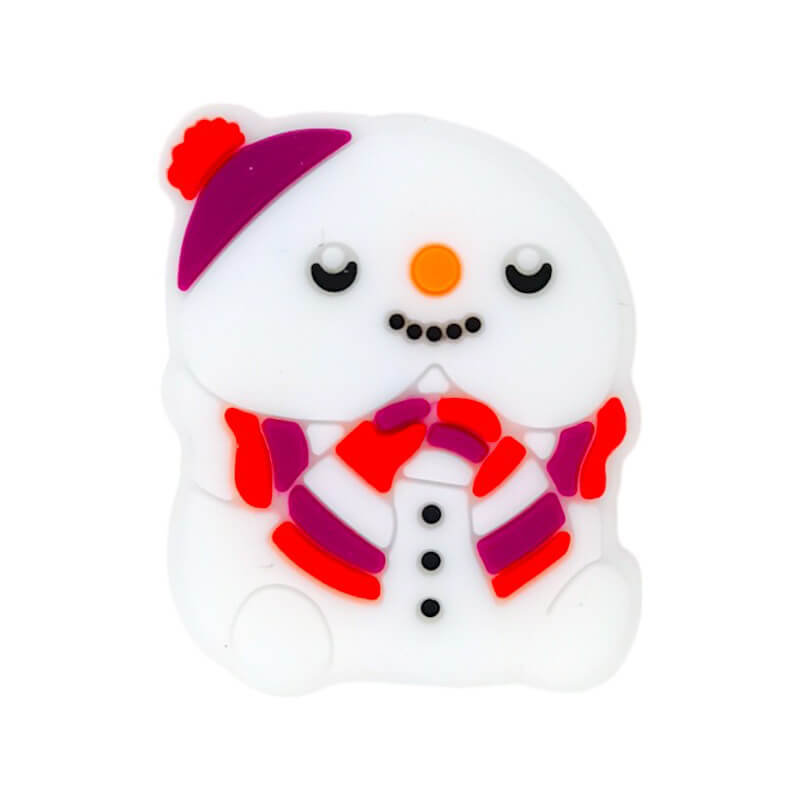 Silicone Focal Beads Wishing Snowman Purple Red Stripes 20pcs