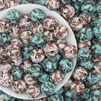 15mm Quail Egg Pattern Priented Silicone Round Beads 50pcs