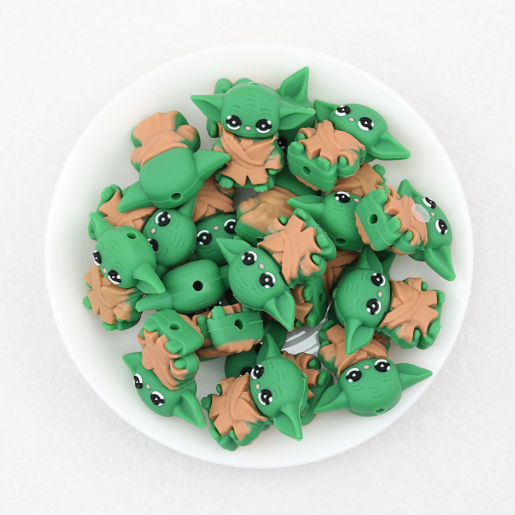 3D Green Character Silicone Focal Beads 20 pcs