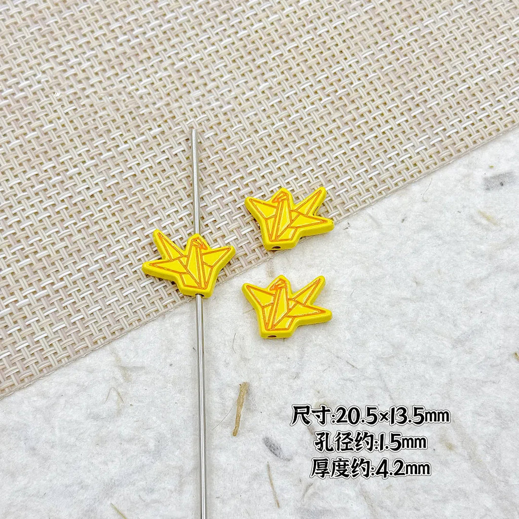 Folded Paper Crane Metal Beads 20mm Spray Painted Colorful Alloy 19