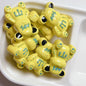 Hand Painted Bear Acrylic Beads 33x22mm Glossy Pastel 5pcs 6