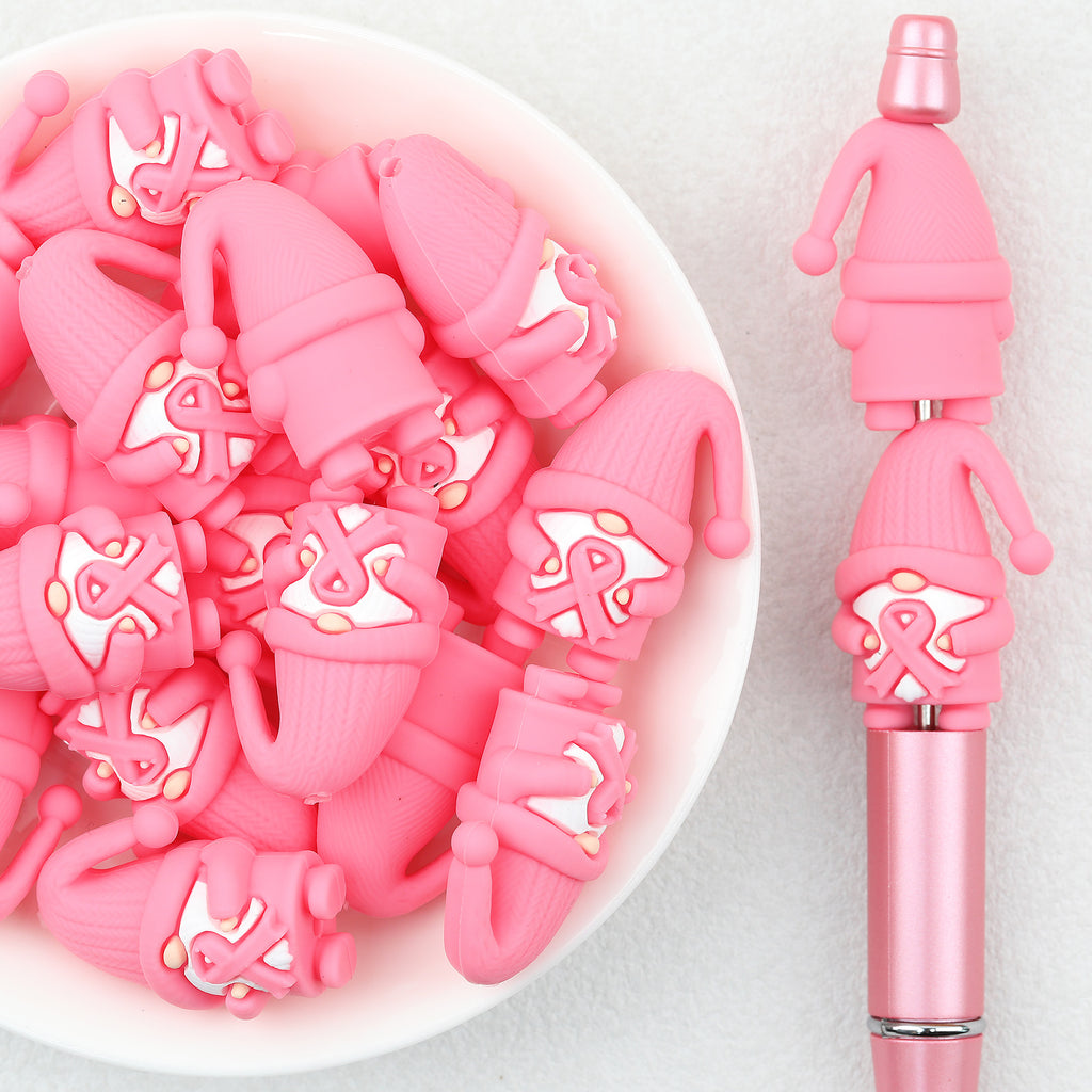 3D Pink Ribbon Dwarf Silicone Focal Beads 20pcs 