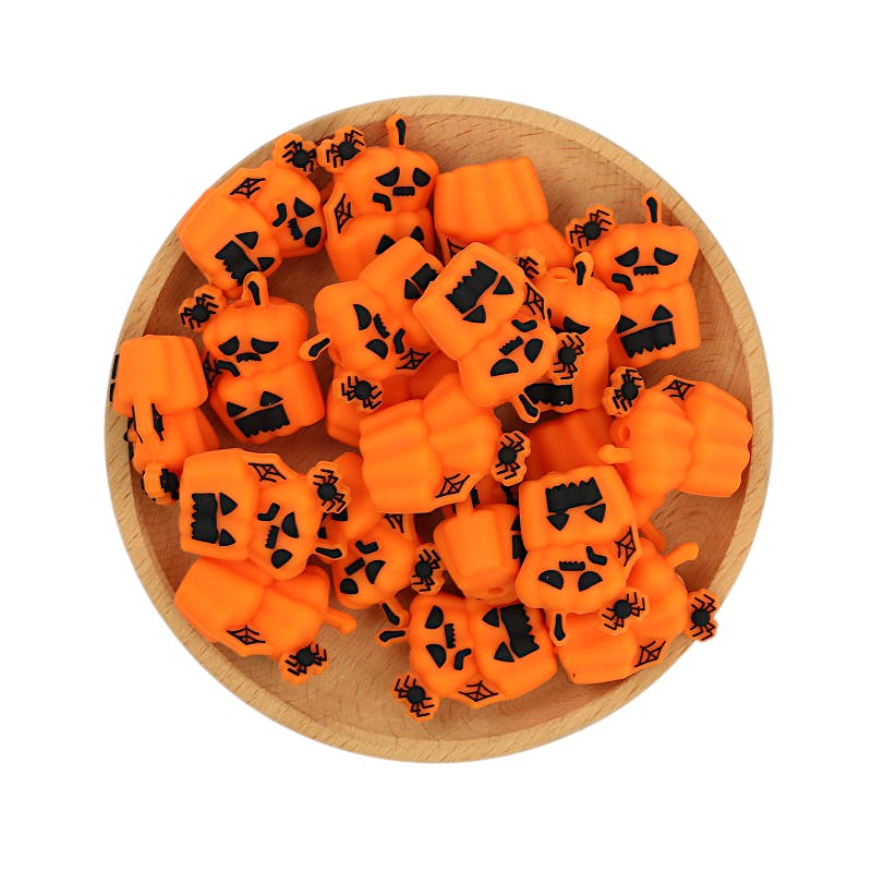 Silicone 3D Focal Beads Halloween Spider Pumpkin Jack o Lantern Detail 20pcs 3