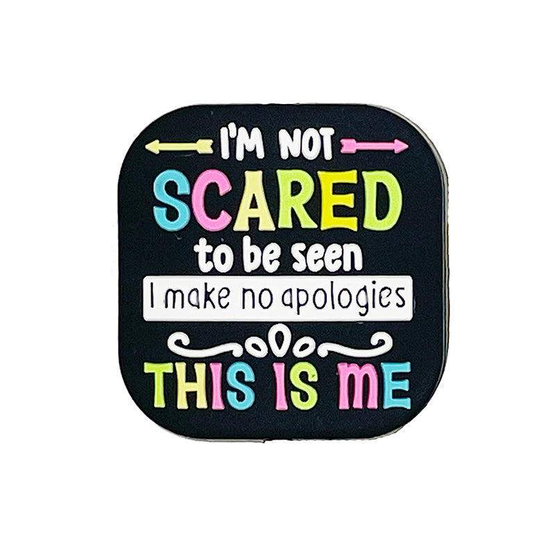 Silicone Focal Beads I'm Not Scared To Be Seen Colorful Text 20pcs