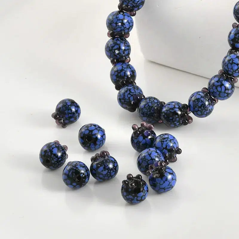 Lampwork Glass Beads Blueberry Handmade 11mm 14mm 20pcs 2