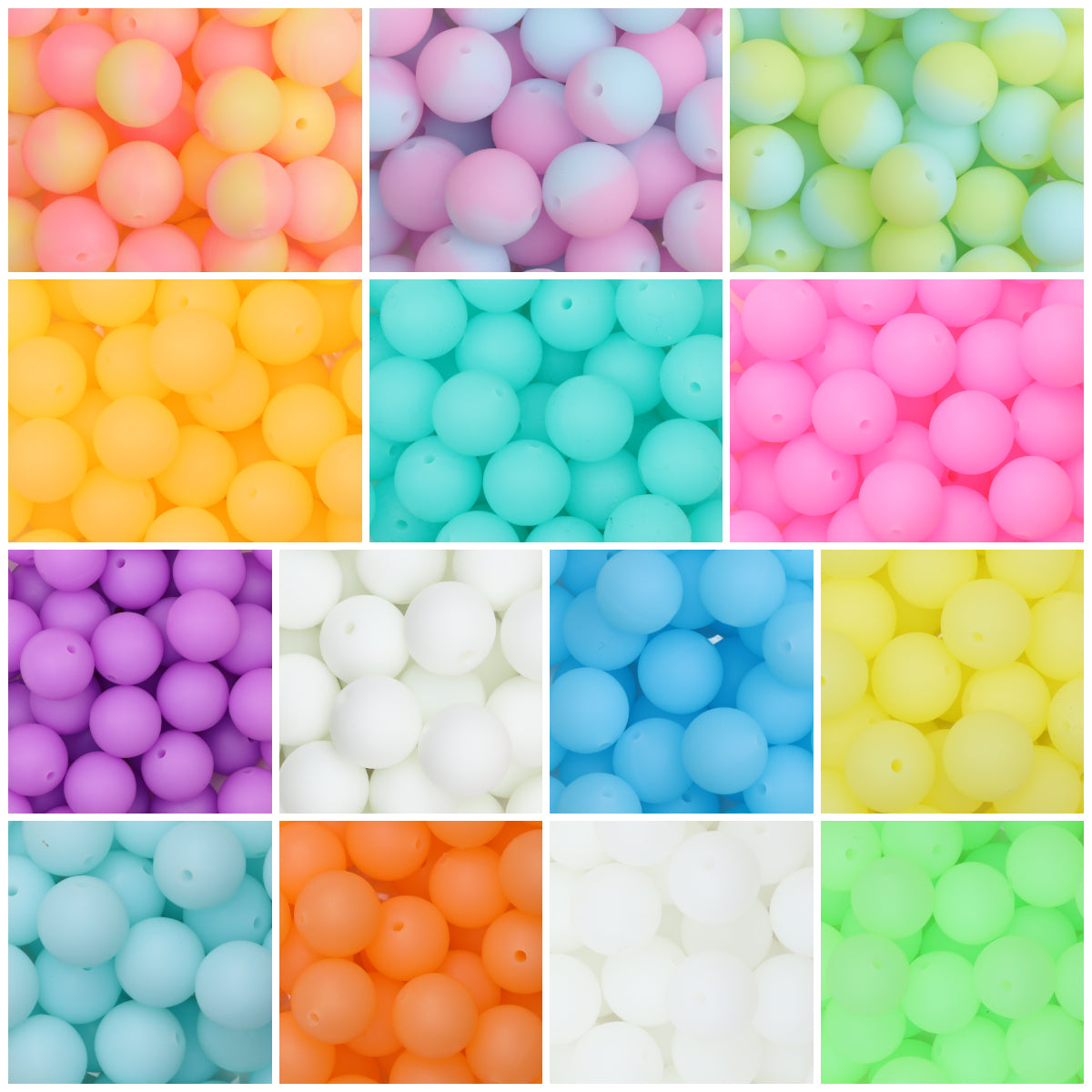 Glow in the Dark 15mm Round Silicone Beads 50pcs