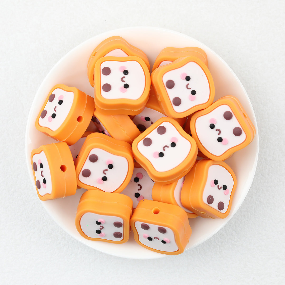  3D Orange Cute Toast Slices Silicone Focal Beads 20Pcs 2