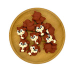 Silicone 3D Focal Beads Brown Squirrel Front Back Views 20Pcs 2