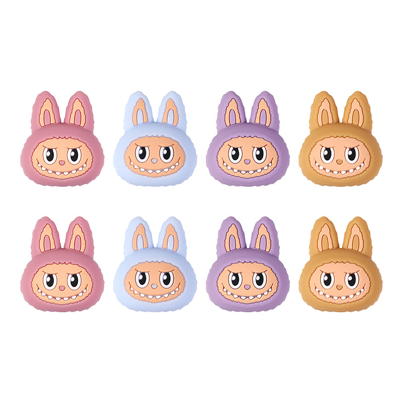 Silicone 3D Focal Beads Bunny Faces Multi Color 20pcs 9
