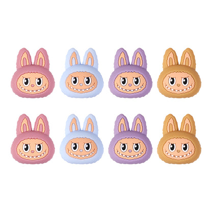 Silicone 3D Focal Beads Bunny Faces Multi Color 20pcs 9