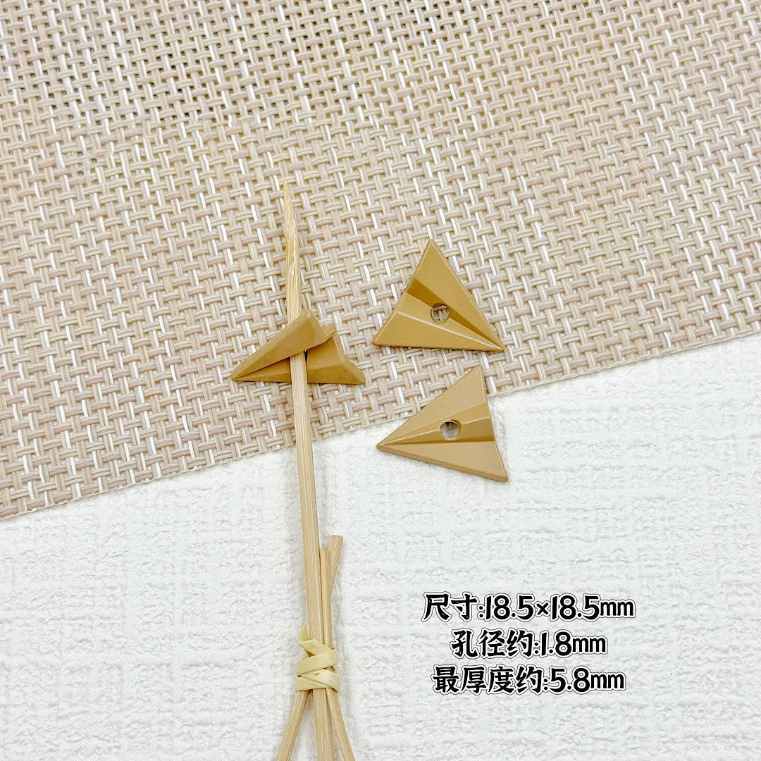 3D Paper Plane Metal Beads 18mm Glossy Spray Painted Alloy 9pcs 10