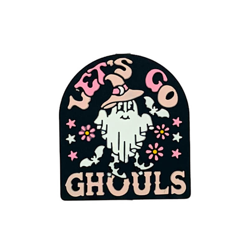 Silicone Focal Beads Halloween Ghost Wearing Pink Witch Hat