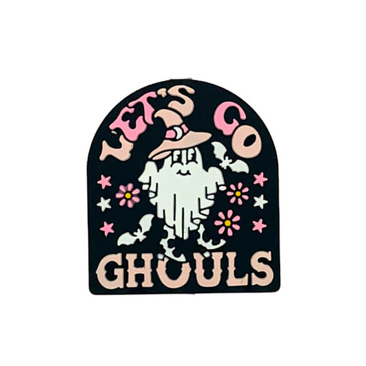 Silicone Focal Beads Halloween Ghost Wearing Pink Witch Hat