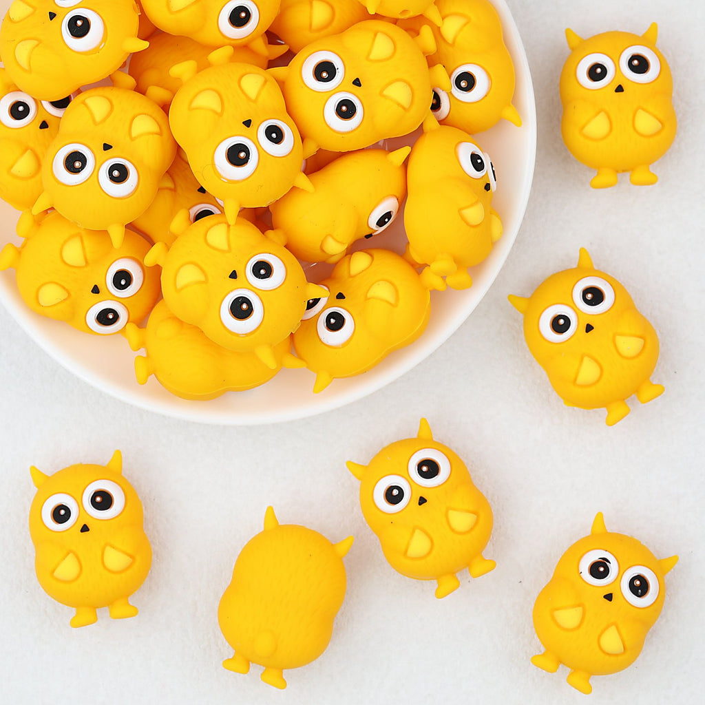 Yellow Monster 3D Silicone Focal Beads 20 pcs
