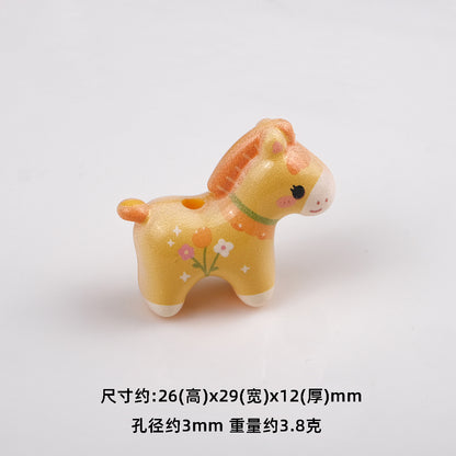 Colorful Pony Shaped Acrylic Beads 26x29x12mm Hole 3mm 20pcs 10