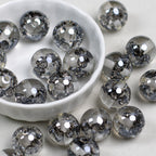 Clear Metallic Rose Round Resin Beads 16mm 10pcs