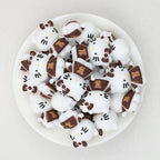 3D Brown Cat Face Silicone Focal Beads with LV Design 20pcs