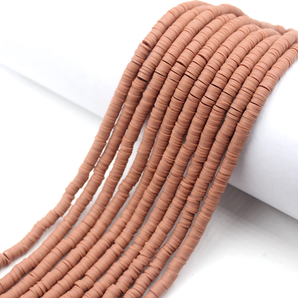 Flat Clay Beads 6mm Solid Color Smooth Polymer Disc 10strands 47