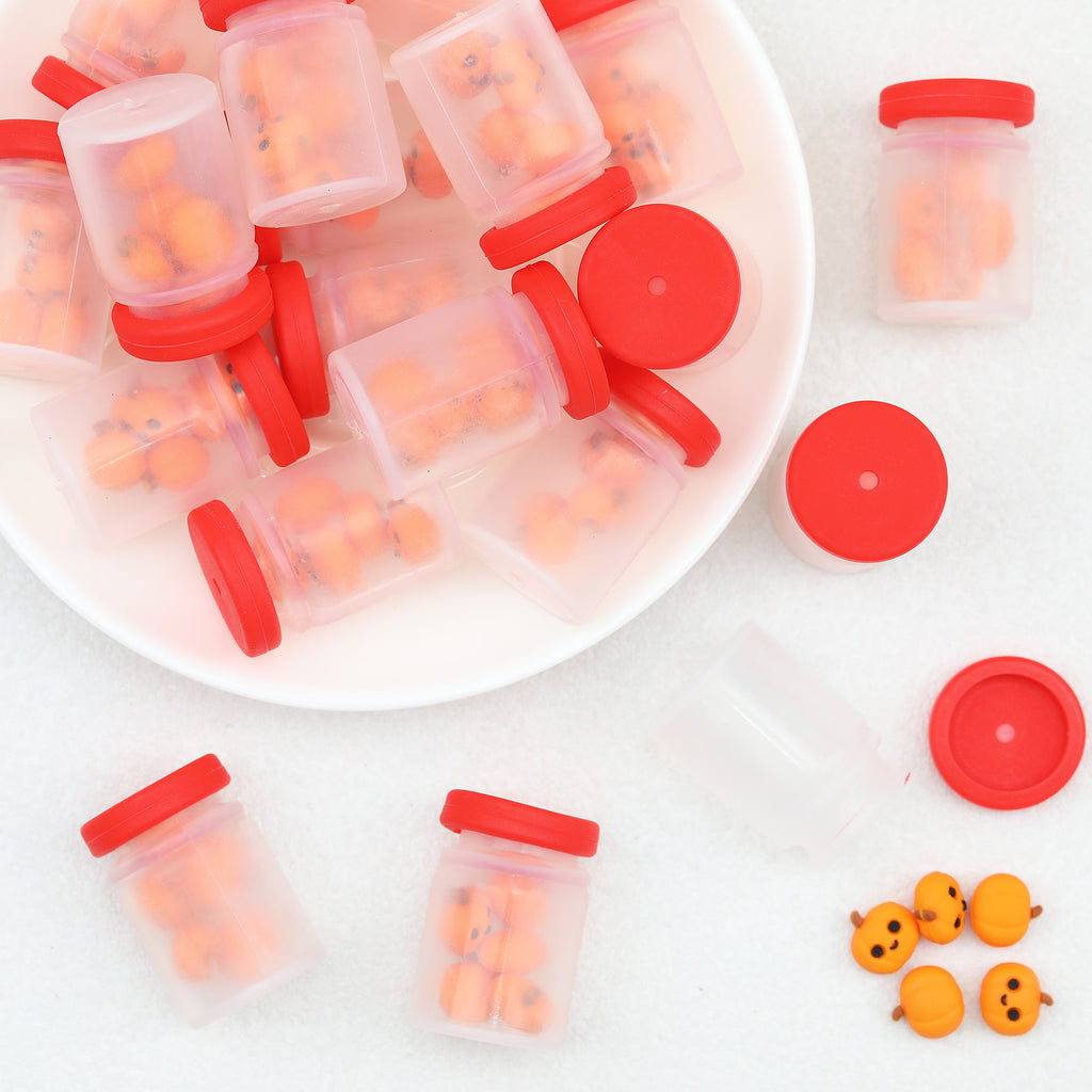 3D Halloween Pumpkin Bottle Silicone Focal Beads 20pcs