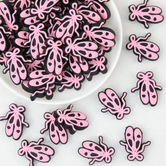 Pink Ballet Shoe Silicone Focal Beads 20 pcs