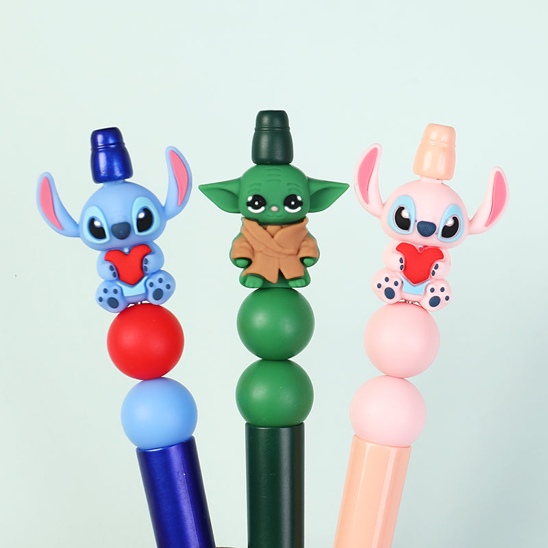 Silicone 3D Focal Beads Love Stitch Holding Heart with Yoda Robes 20pcs 8