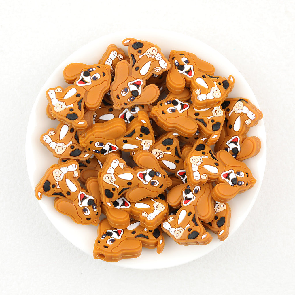  Brown Cute Beagle Silicone Focal Beads 20Pcs 2