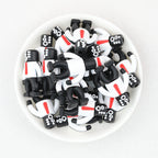3D Suit Robot Silicone Focal Beads Black White 20pcs
