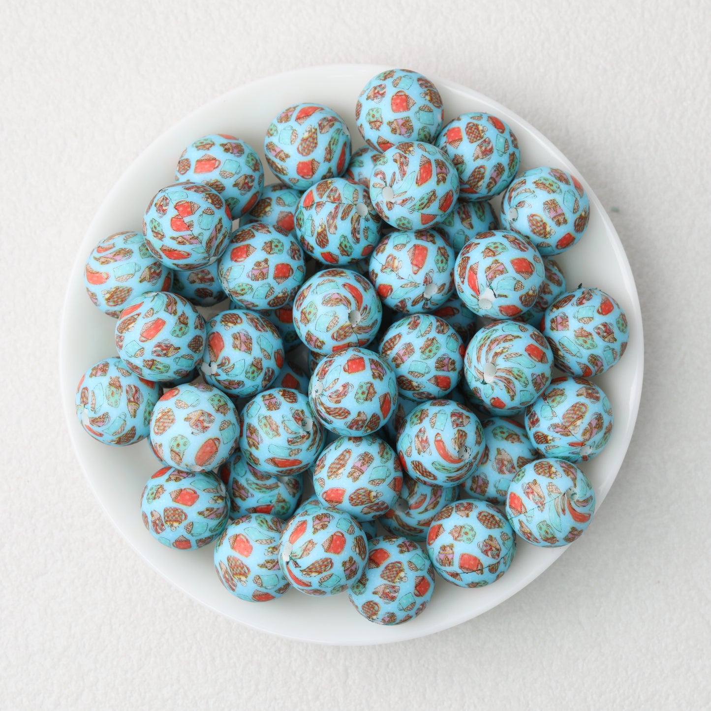 15mm Printed Silicone Beads with Nurse Ambulance and Floral Designs 50pcs 5