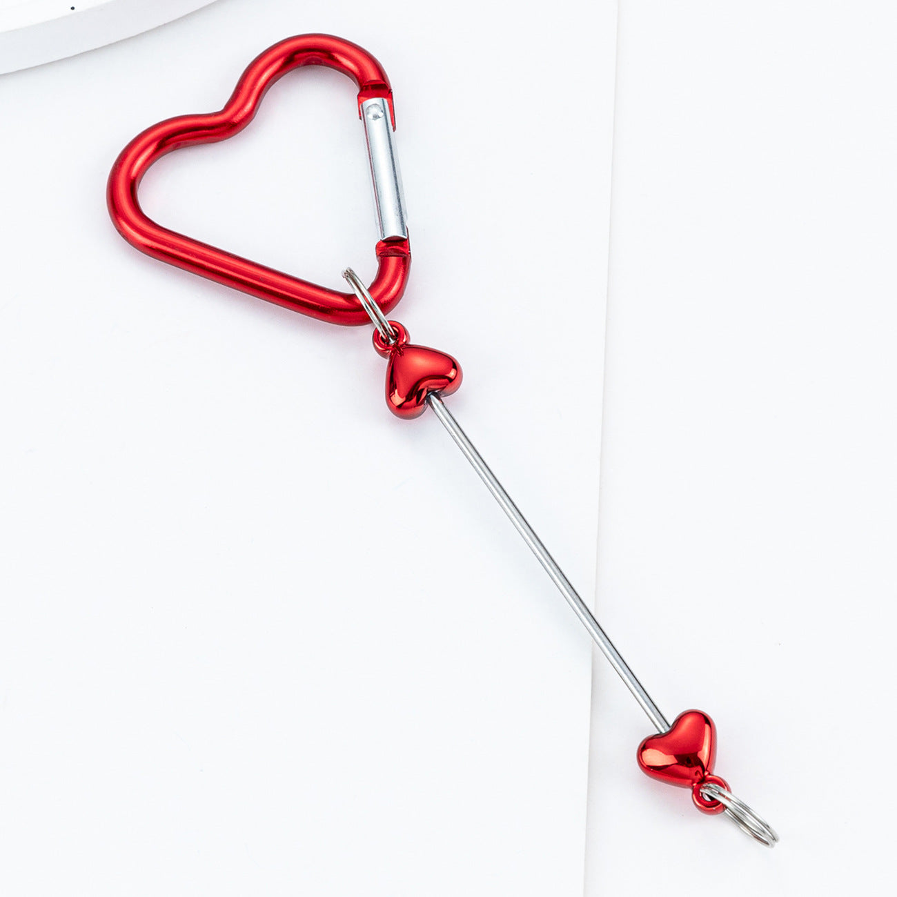 Beadable Metal Carabiners Heart-shaped With Bars