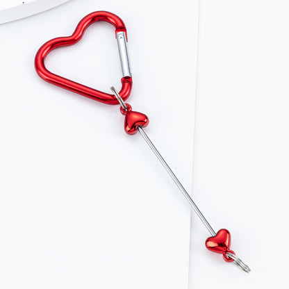 Beadable Metal Carabiners Heart-shaped With Bars