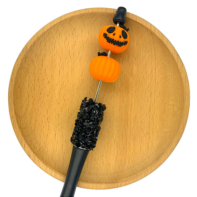 Silicone 3D Focal Beads Halloween Pumpkin Jack o Lantern Faces 2