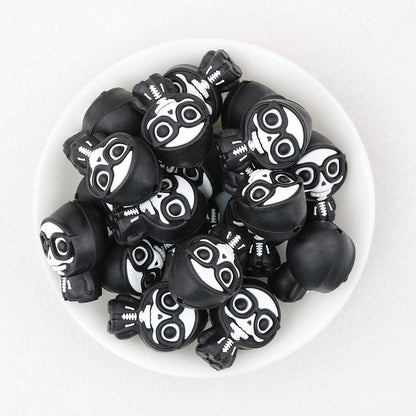 3D Halloween Cloaked Skull Silicone Focal Beads with Glasses 20pcs