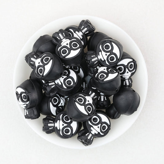 3D Halloween Cloaked Skull Silicone Focal Beads with Glasses 20pcs