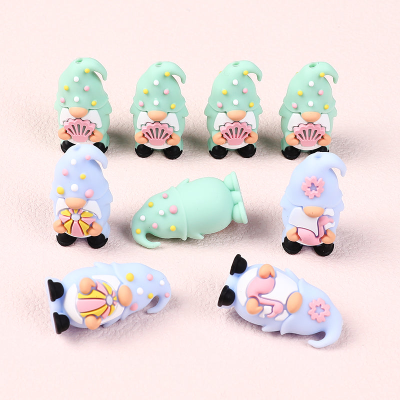 Silicone 3D Focal Beads Summer Dwarf Holding Flamingo 2