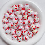 Hand Painted Rhinestone Flower Acrylic Round Beads 16mm 5pcs 9