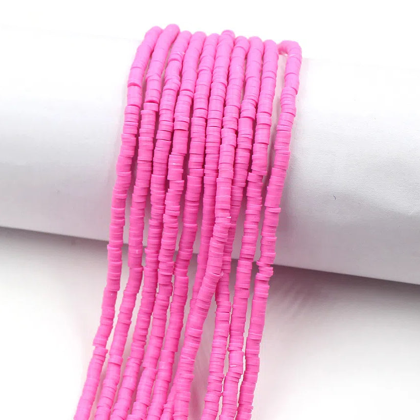 Flat Clay Beads 4mm Solid Color Polymer Disc 10strands 37