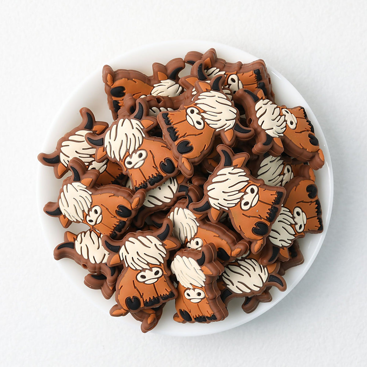 Highland Cow Silicone Focal Beads Colorful 20pcs